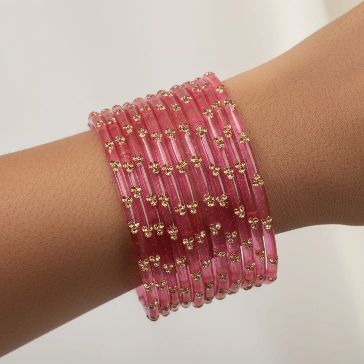 Glass Bangles - Pink - Image 3