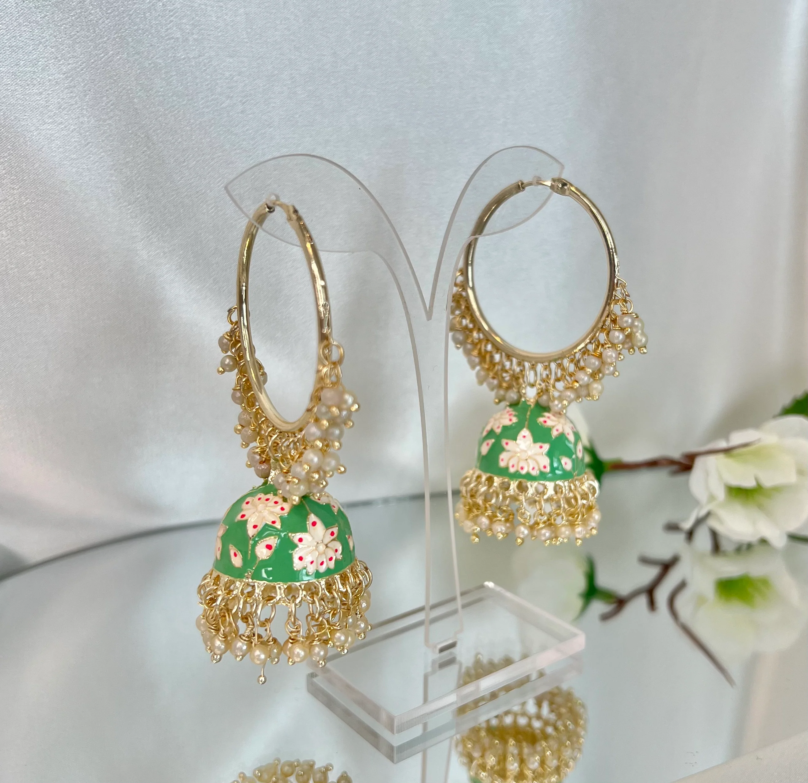 Meenakari jhumka earrings SALE - Image 3