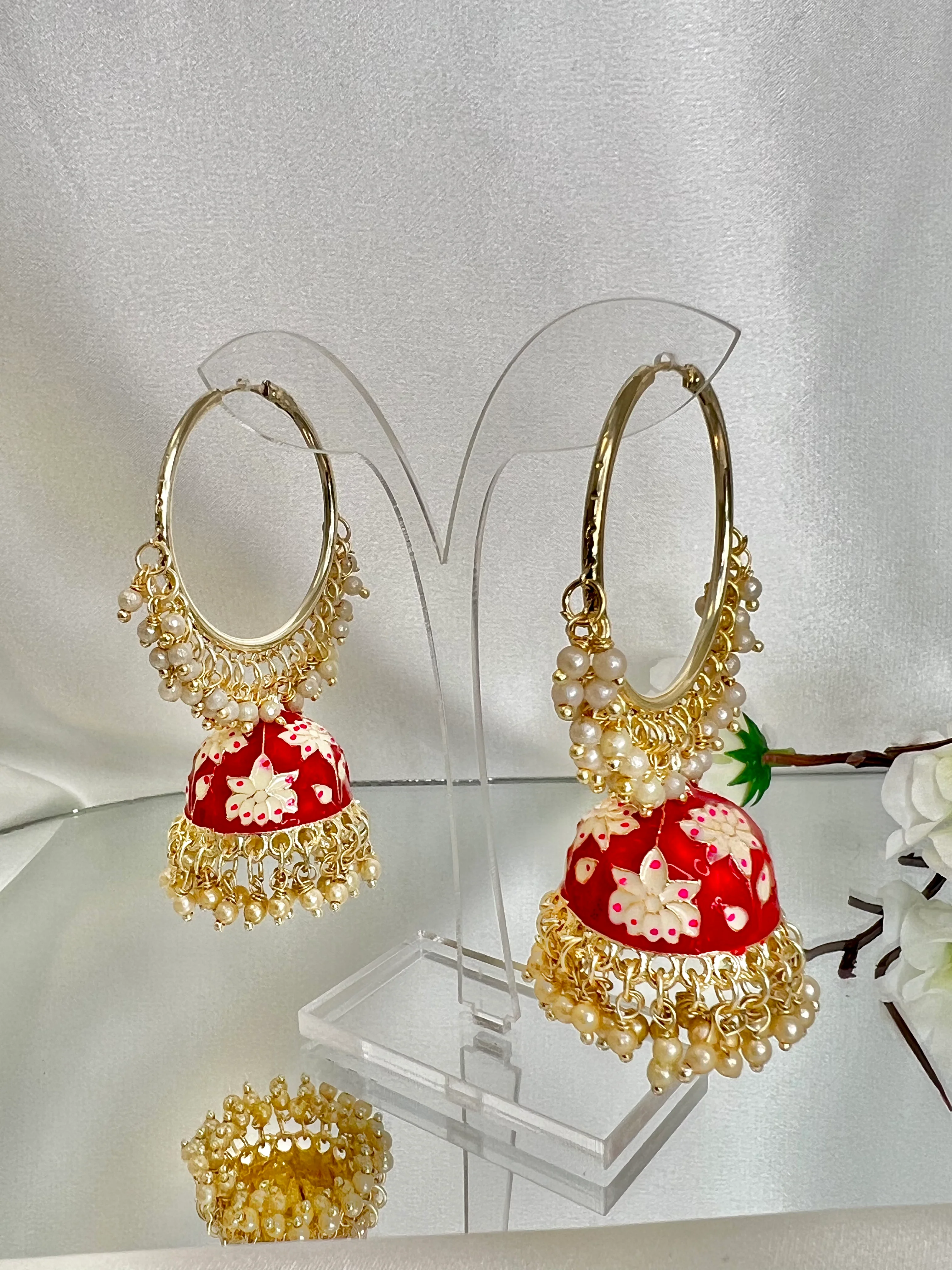 Meenakari jhumka earrings SALE - Image 5