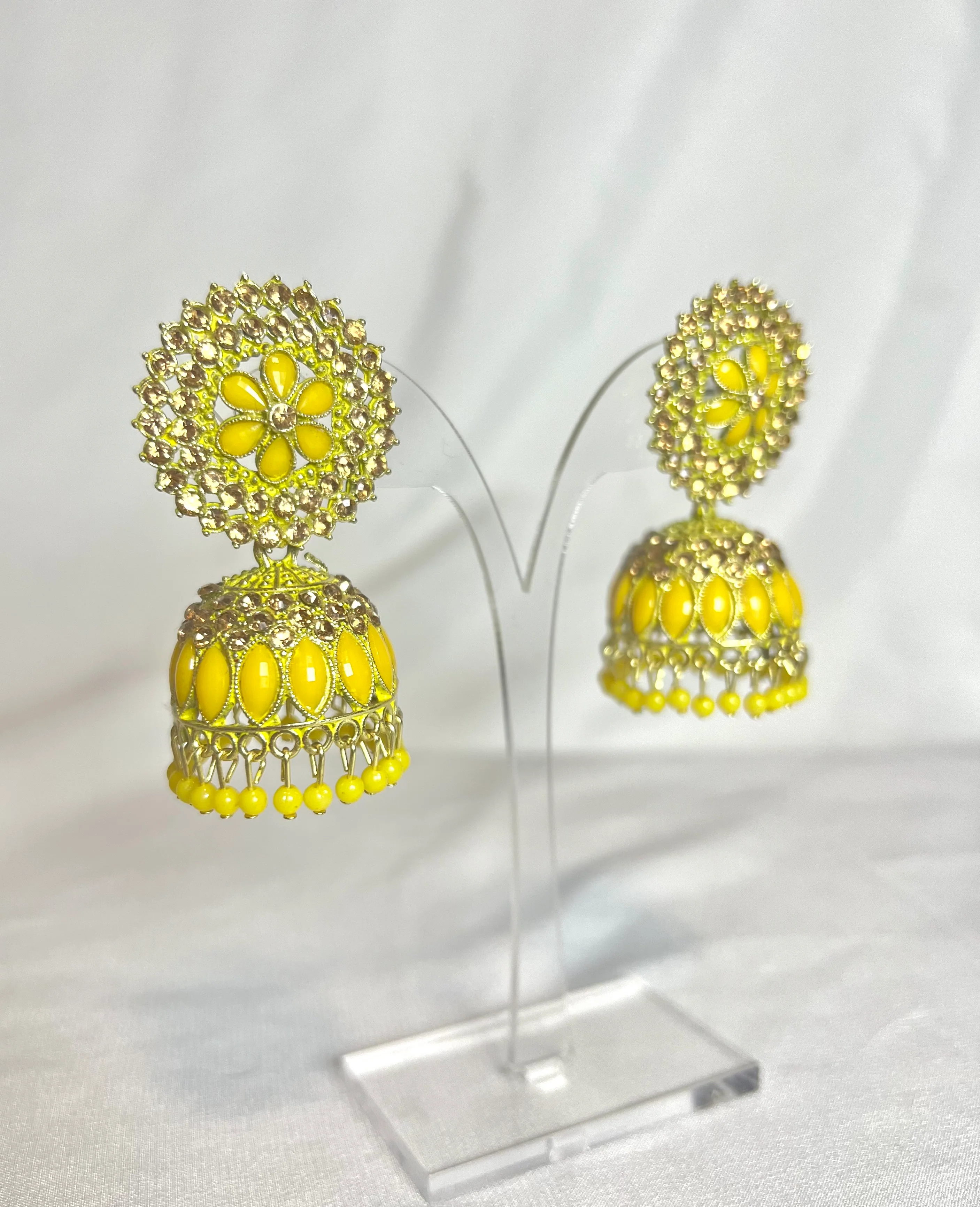 Sabah Jhumka Earrings - Yellow - Image 2